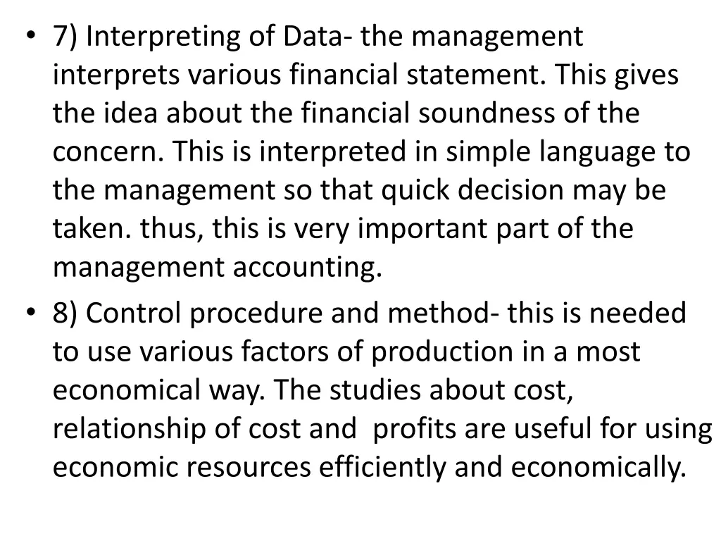 7 interpreting of data the management interprets