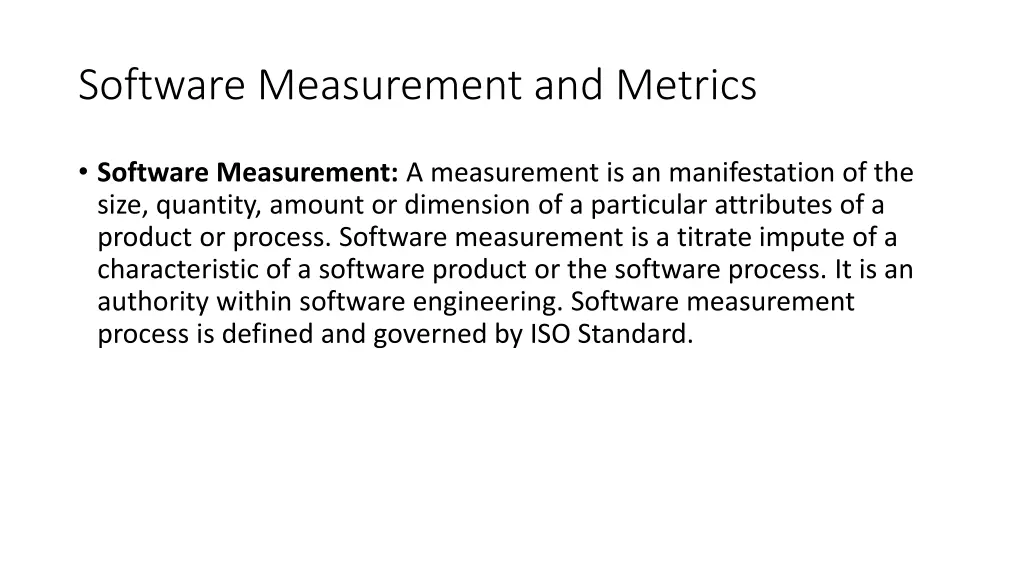 software measurement and metrics