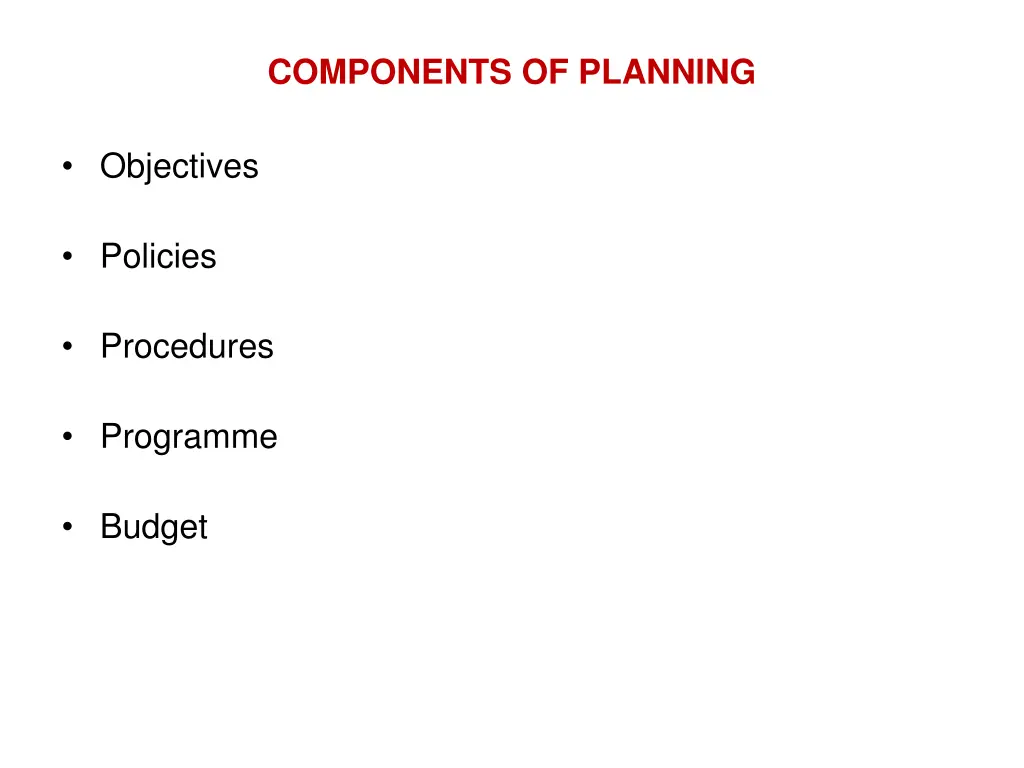 components of planning