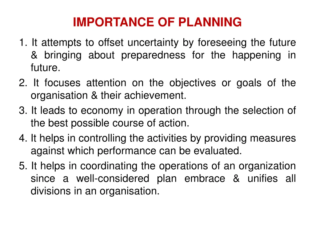 importance of planning