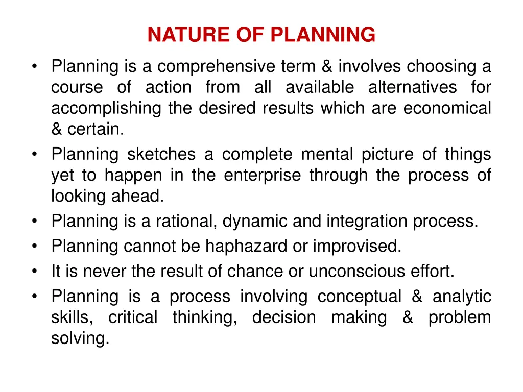 nature of planning