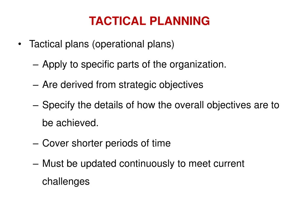 tactical planning