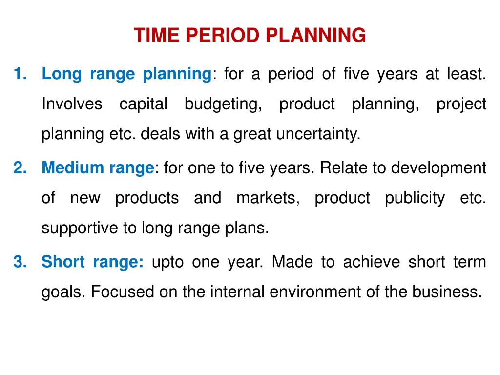 time period planning