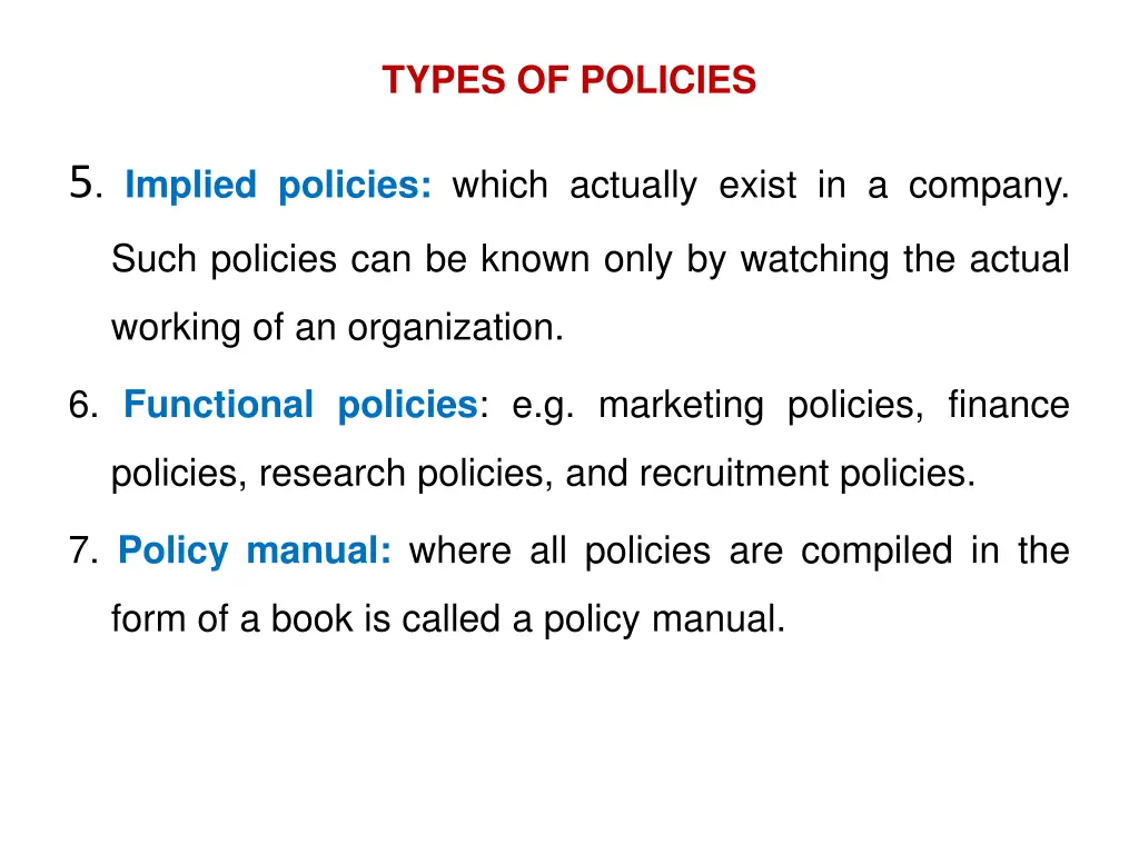 types of policies 1