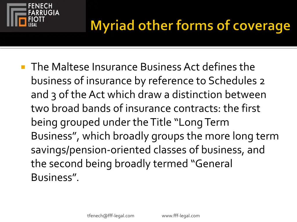 the maltese insurance business act defines