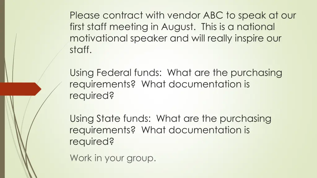 please contract with vendor abc to speak