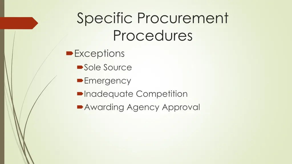 specific procurement procedures exceptions sole