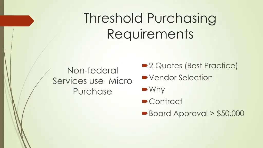 threshold purchasing requirements 6