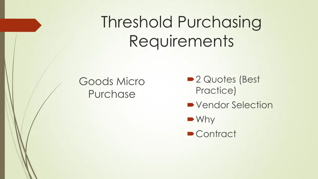 threshold purchasing requirements