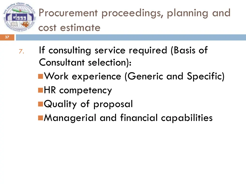 procurement proceedings planning and cost estimate 3