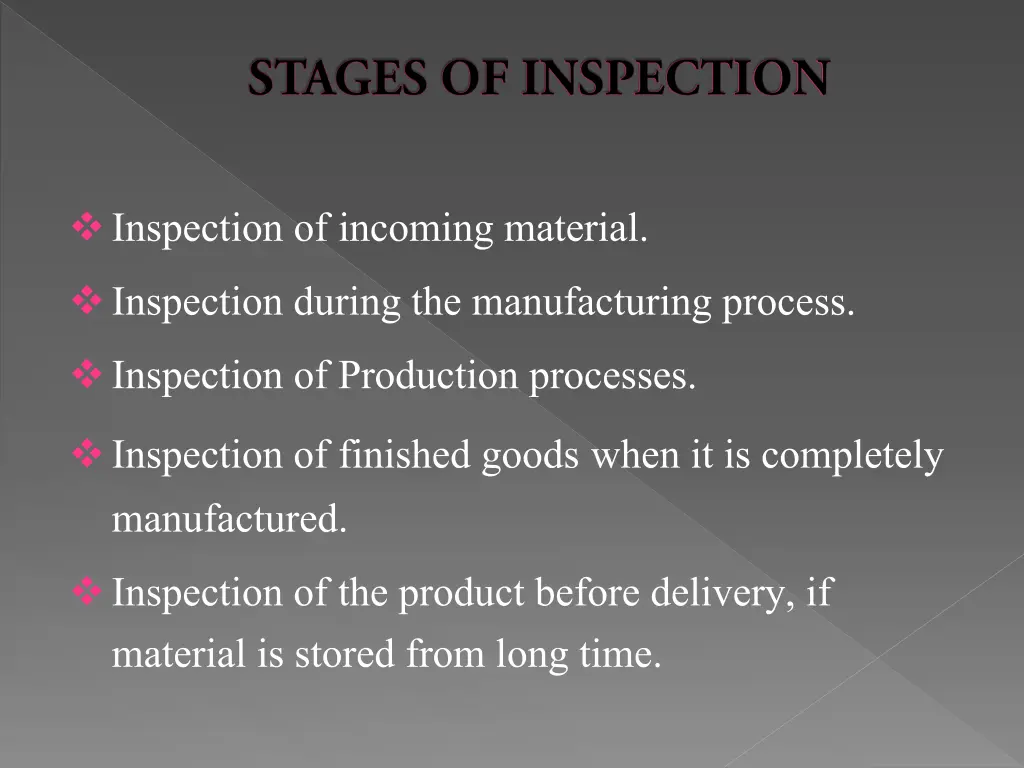 inspection of incoming material inspection during