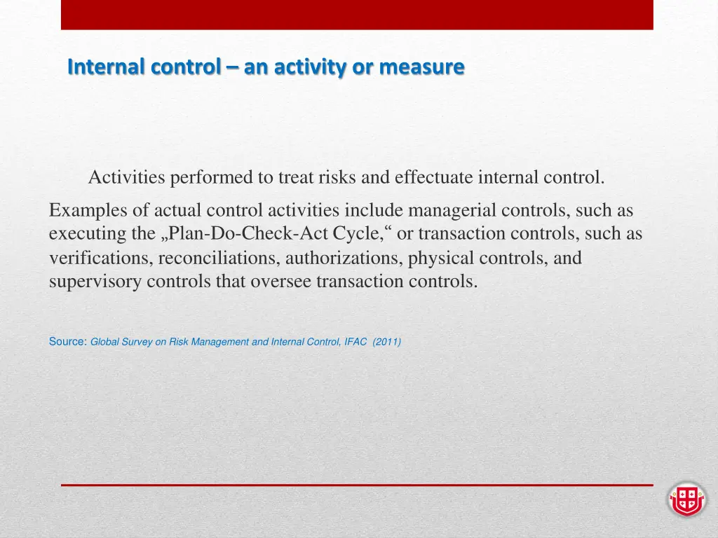 internal control an activity or measure