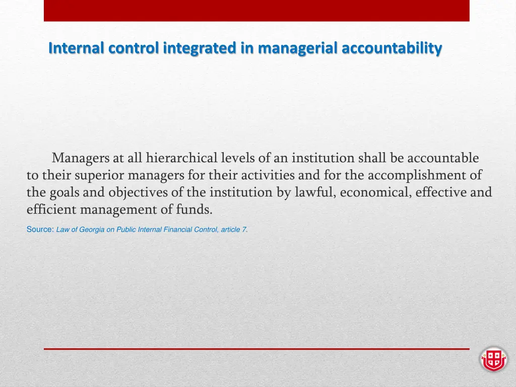 internal control integrated in managerial