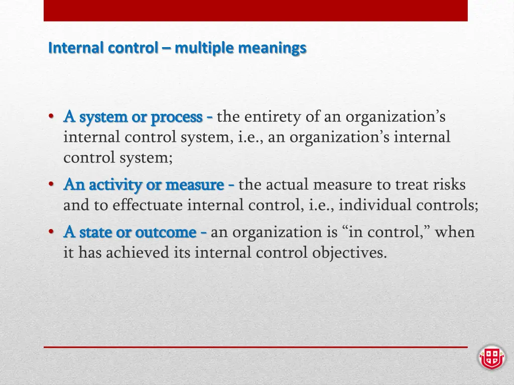 internal control multiple meanings