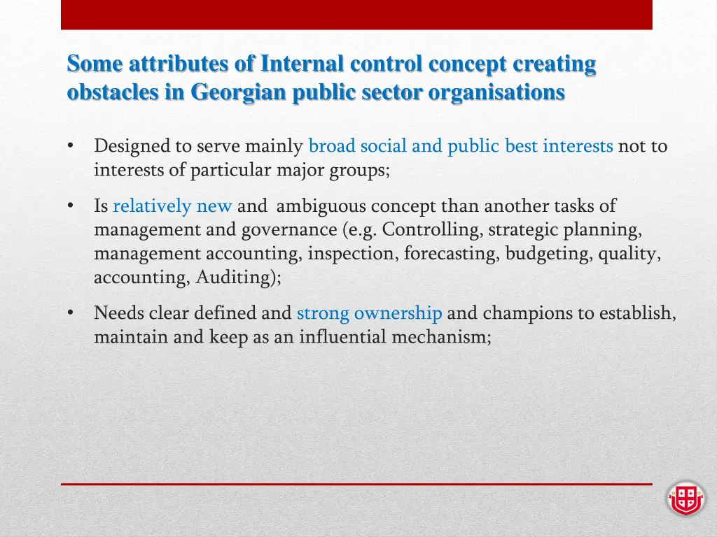 some attributes of internal control concept