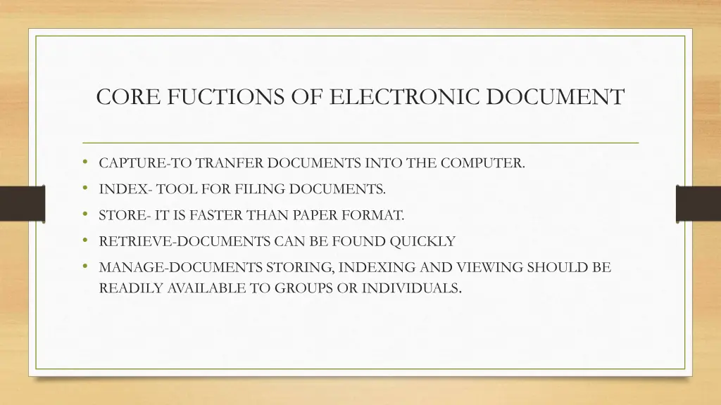 core fuctions of electronic document