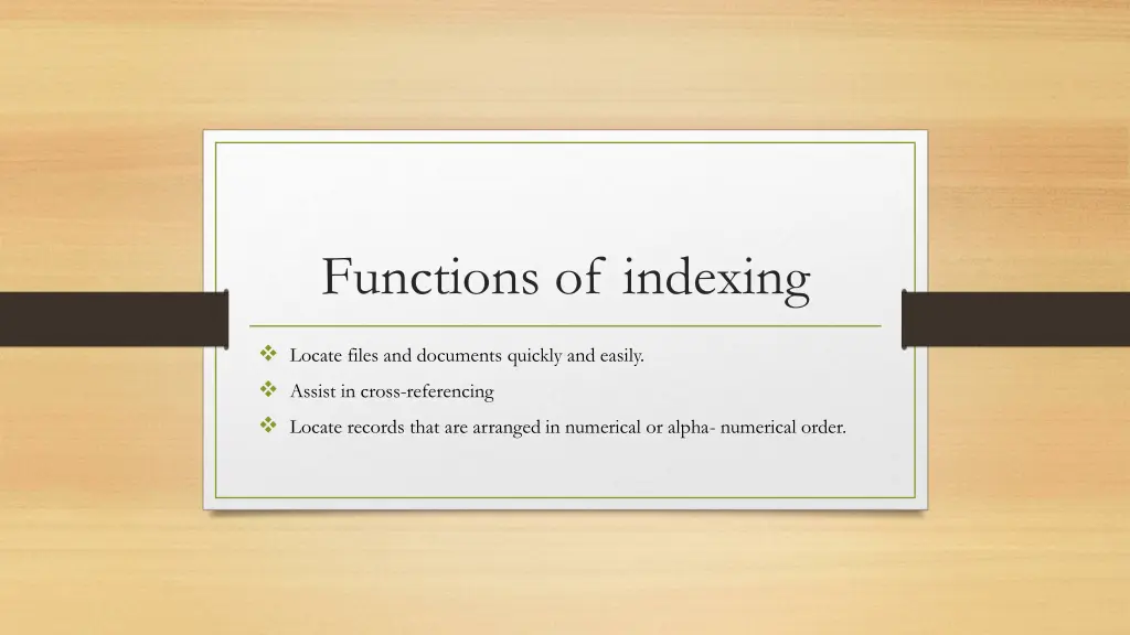 functions of indexing