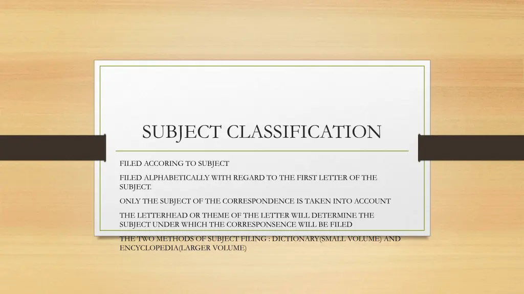 subject classification