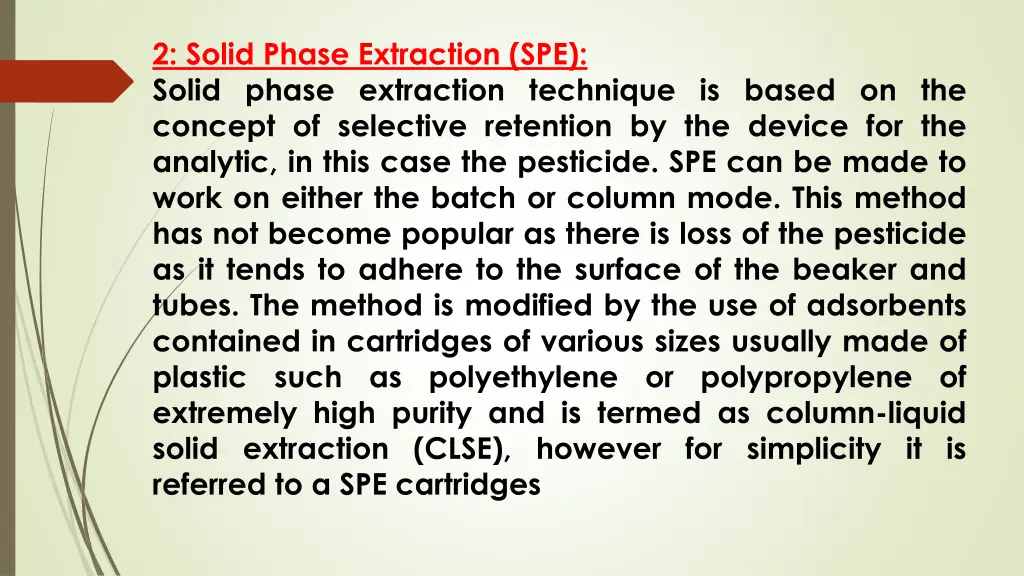 2 solid phase extraction spe solid phase