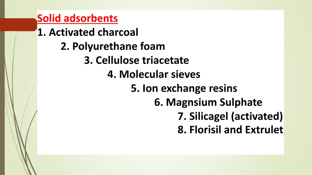 solid adsorbents 1 activated charcoal