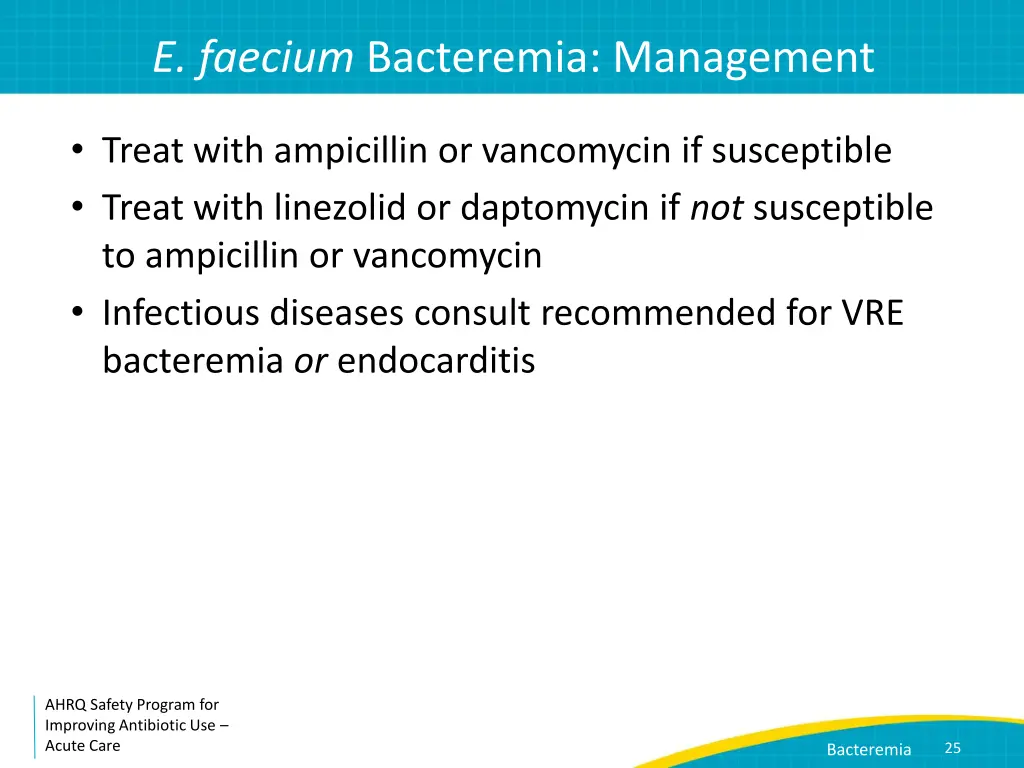 e faecium bacteremia management