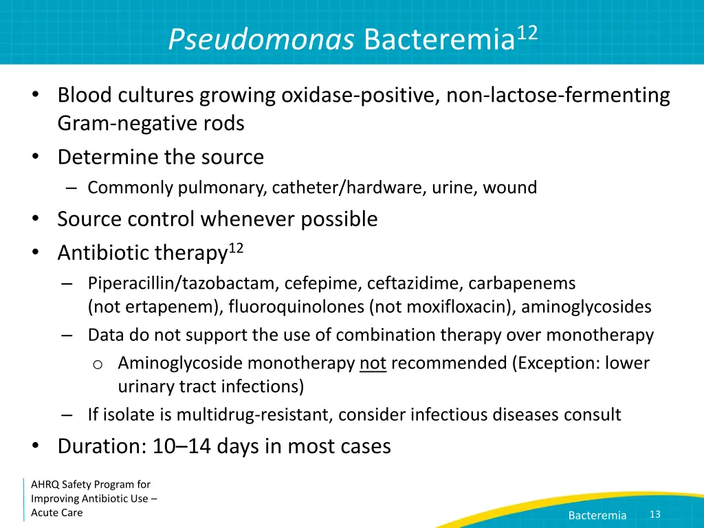 pseudomonas bacteremia 12