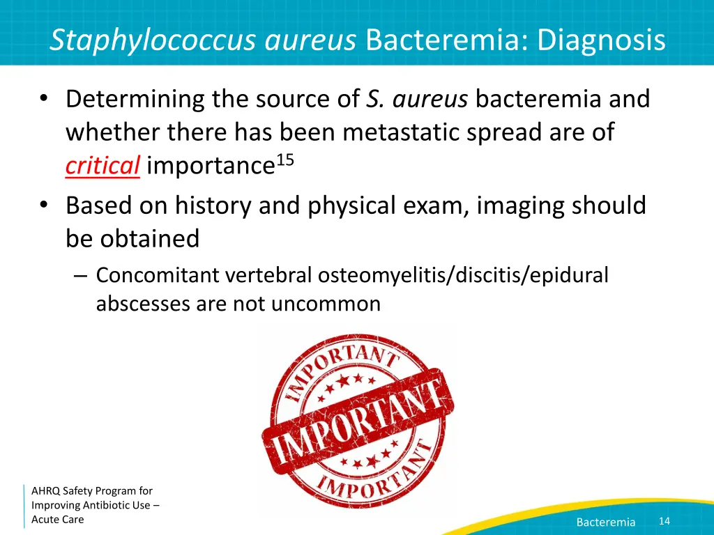 staphylococcus aureus bacteremia diagnosis