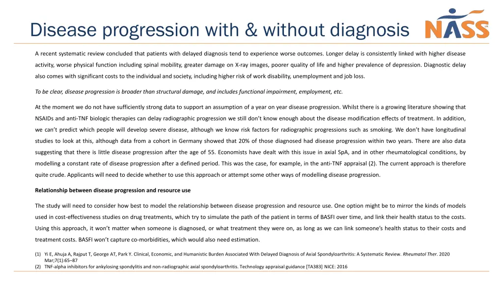 disease progression with without diagnosis