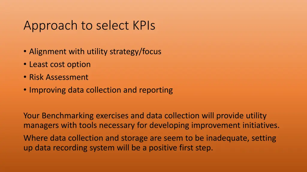 approach to select kpis