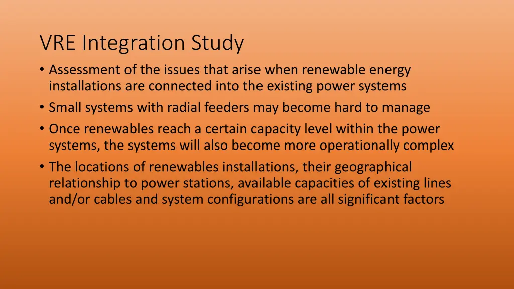 vre integration study assessment of the issues