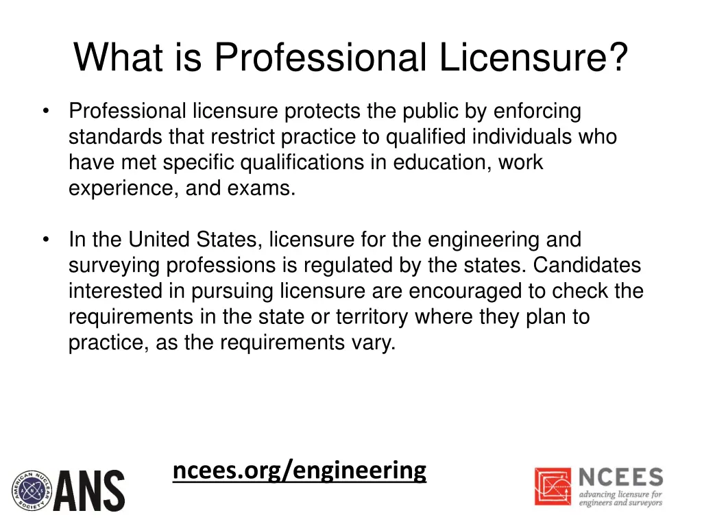 what is professional licensure