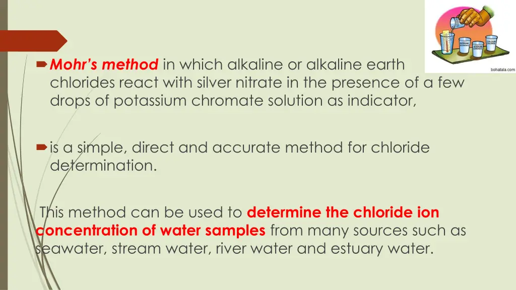 mohr s method in which alkaline or alkaline earth