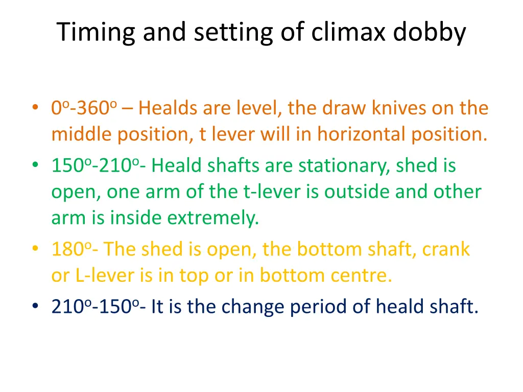 timing and setting of climax dobby