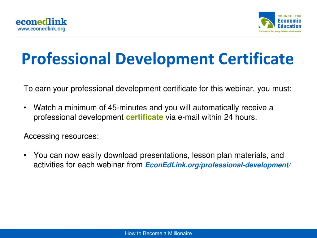 professional development certificate