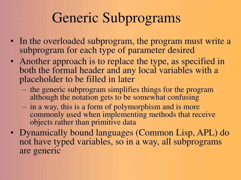 generic subprograms