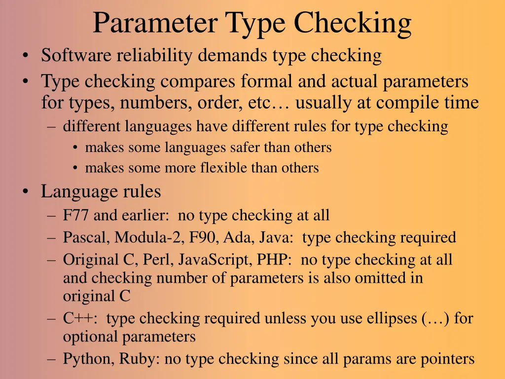 parameter type checking software reliability