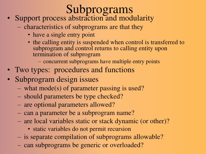 subprograms