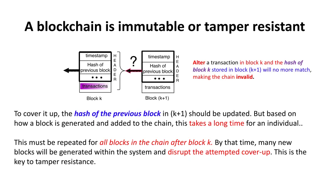 a blockchain is immutable or tamper resistant