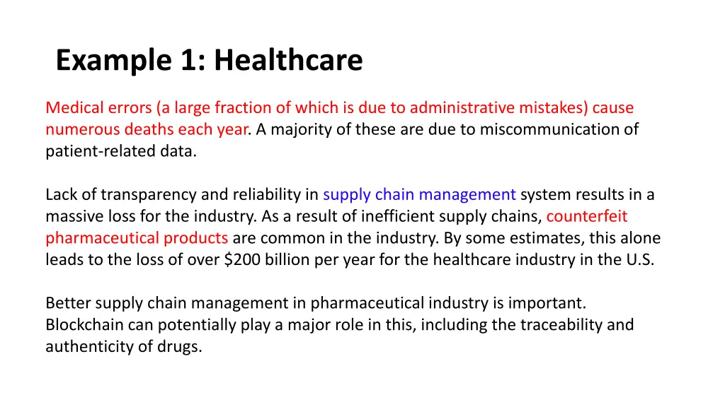 example 1 healthcare