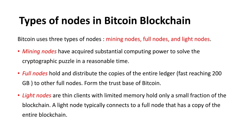 types of nodes in bitcoin blockchain