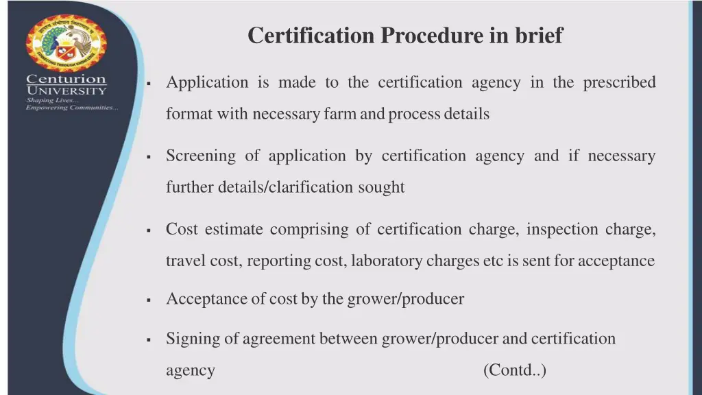 certification procedure in brief