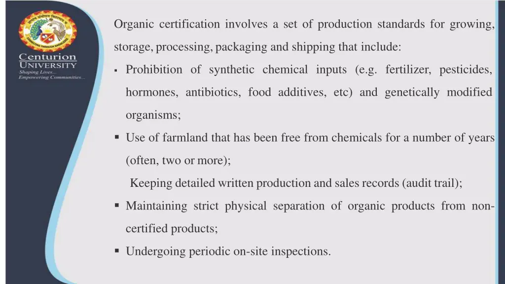 organic certification involves