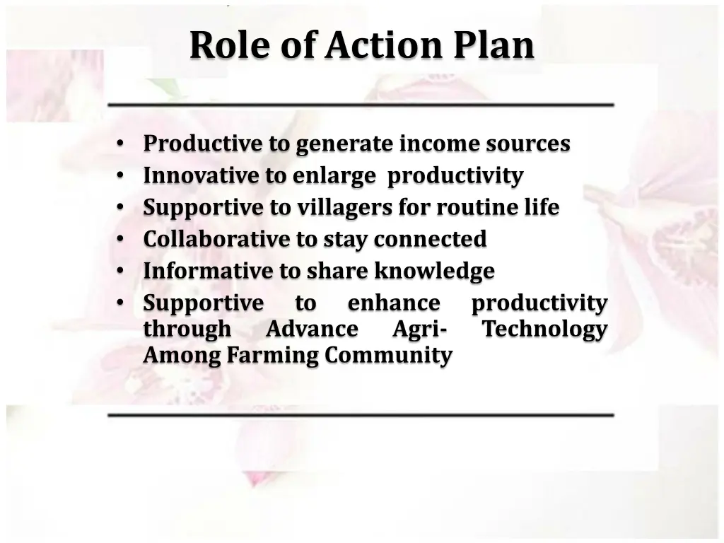 role of action plan