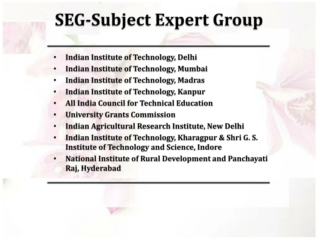 seg subject expert group