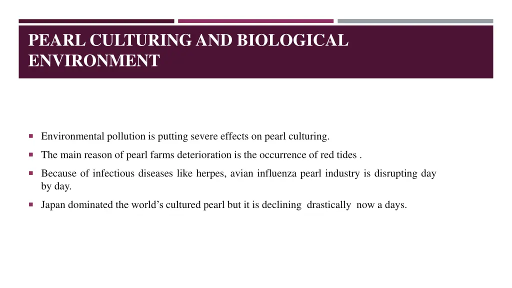 pearl culturing and biological environment