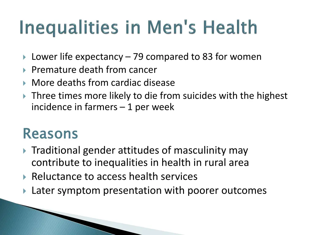 lower life expectancy 79 compared to 83 for women