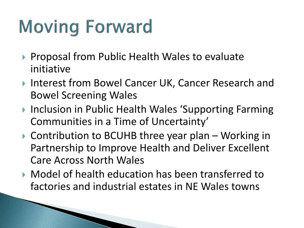 proposal from public health wales to evaluate