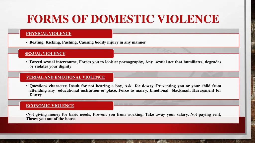 forms of domestic violence