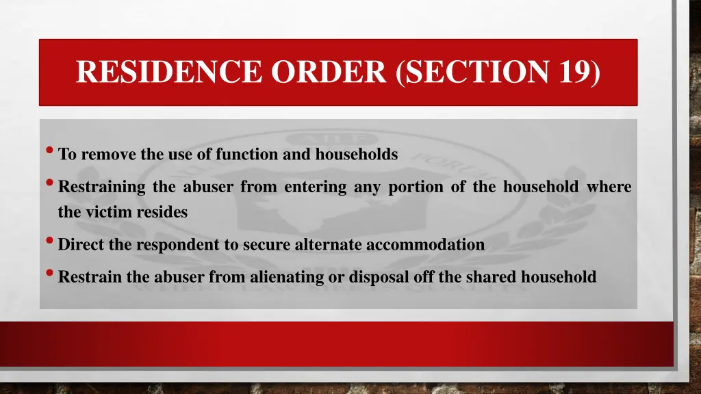 residence order section 19