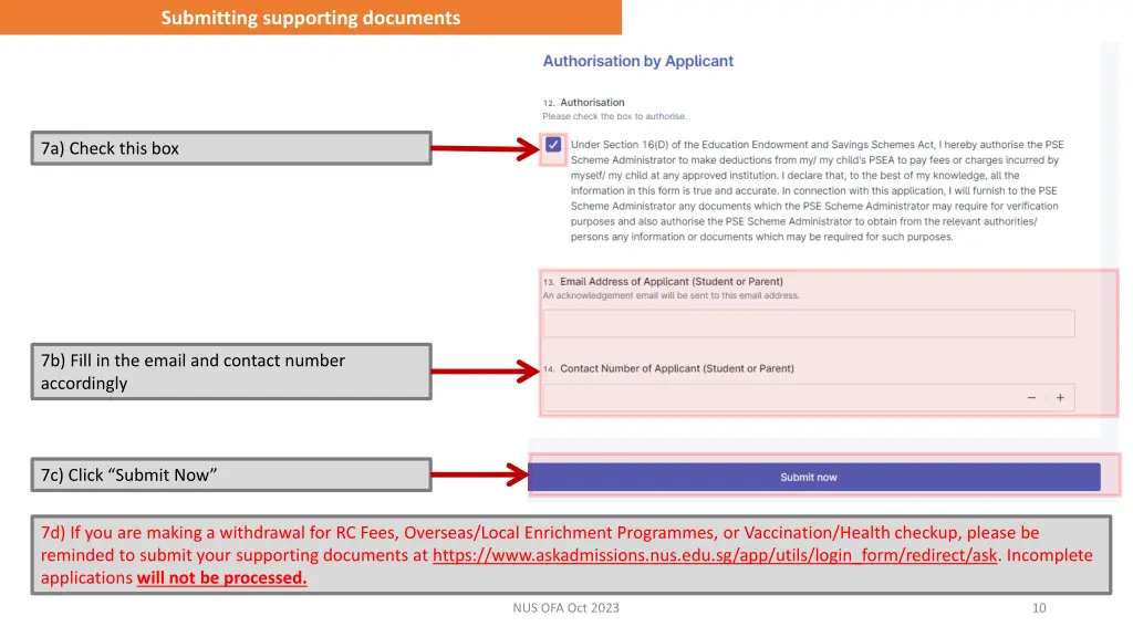 submitting supporting documents